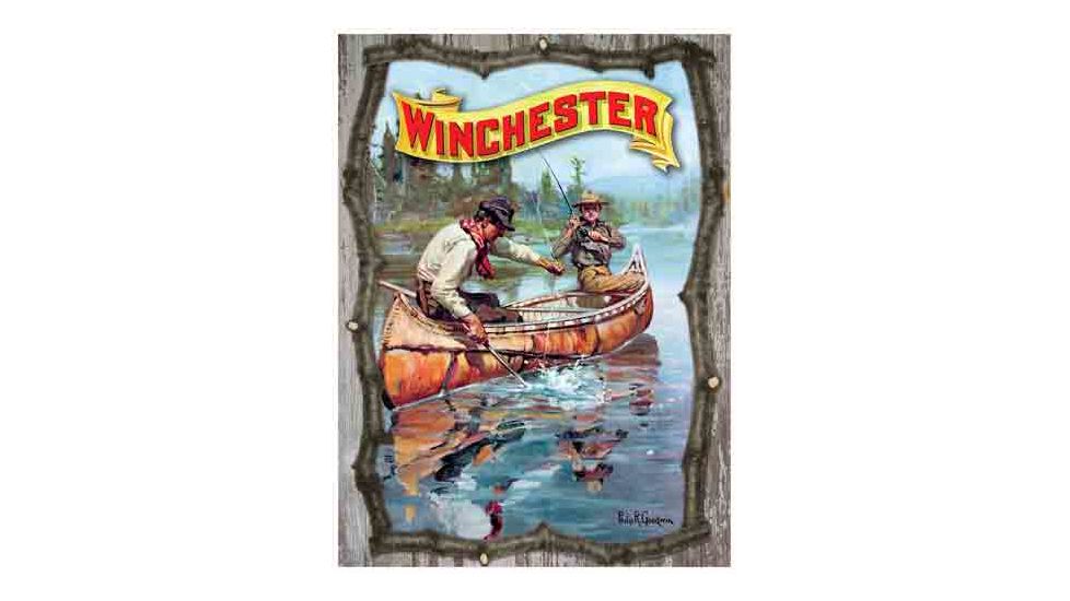 Rockin W' Brand Rockin'w Brand Winchester ''fishermen In Canoe'' Twig Sign