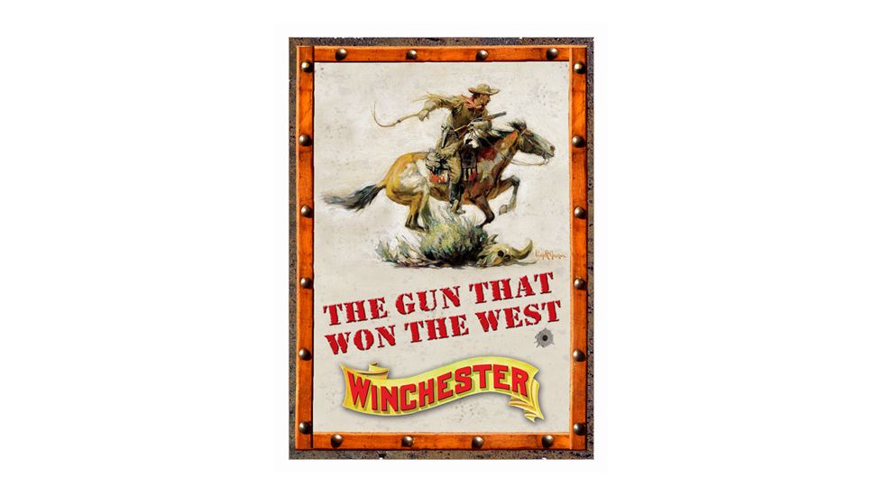 Rivers Edge Winchester Gun That Won The West Sign