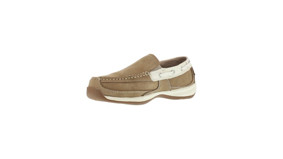Rockport Womens Sailing Club Steel Toe Slip On Boat Shoes, Brown, 7.5, RK673-BROWN-7.5-WOMENS-W