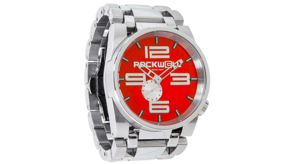 Rockwell Time 50mm Silver Case/Red Dial Mens Watch FF108