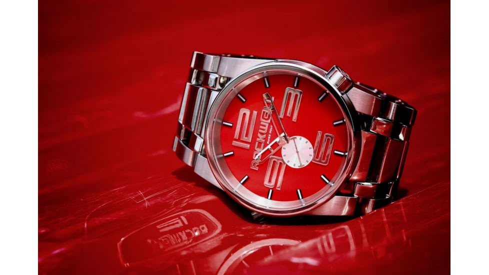 Rockwell Time 50mm Silver Case/Red Dial Mens Watch FF108