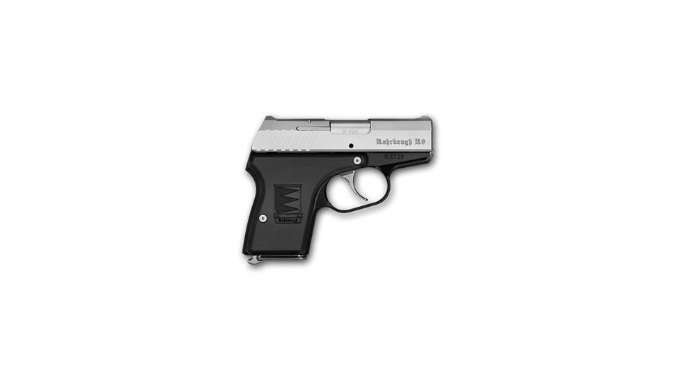 Rohrbaugh R9 Pistol, 9mm Luger, 2.9in barrel, 7075-T651 aluminum frame, Hogue G10 composite grip, locked breech semi-automatic, fixed, 6 round magazine, R9-9MM-2.9-1-FRRMPG