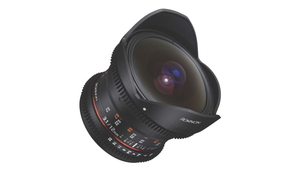 Rokinon 12mm T3.1 Full Frame Cine DS Fisheye Camera Lens for Canon EF, Black DS12M-C