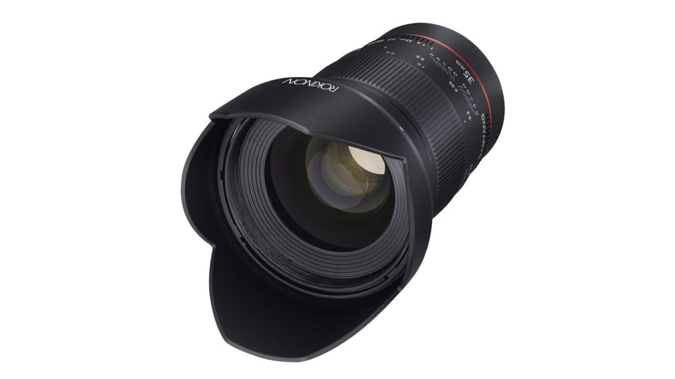 Rokinon 35mm F1.4 UMC Wide Angle Camera Lens for Canon AE with Automatic Chip, Black AE35M-C
