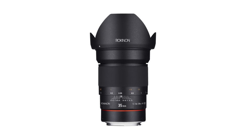 Rokinon 35mm F1.4 UMC Wide Angle Camera Lens for Canon AE with Automatic Chip, Black AE35M-C