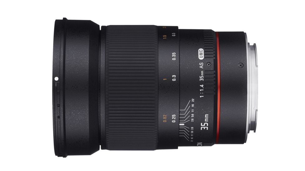 Rokinon 35mm F1.4 UMC Wide Angle Camera Lens for Canon AE with Automatic Chip, Black AE35M-C