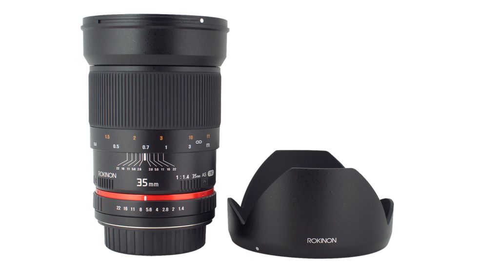Rokinon 35mm F1.4 UMC Wide Angle Camera Lens for Pentax K Mount, Black RK35M-P