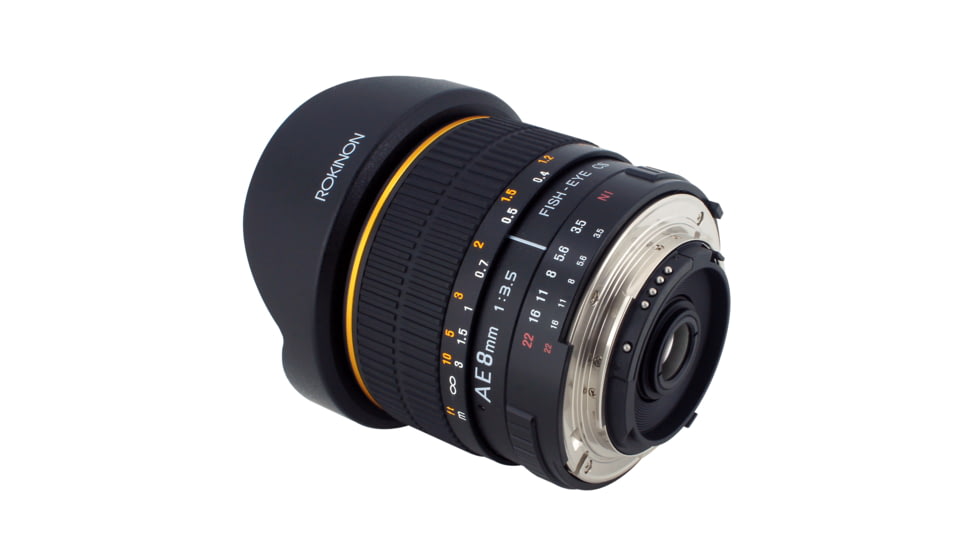 Rokinon 8mm F3.5 Fisheye Camera Lens for Nikon AE with Automatic Chip, Black AE8M-N