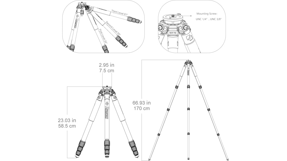 RokStad Ground Tripod, 25 - 67 in