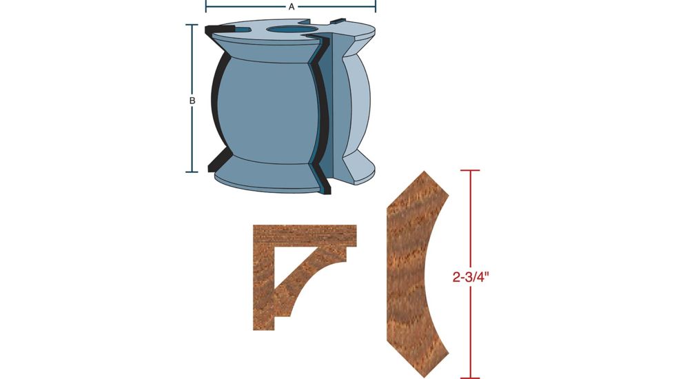 Roman Carbide 2-1/2in Cove Moulding 3-1/2in Dia. 1in Bore DC2201