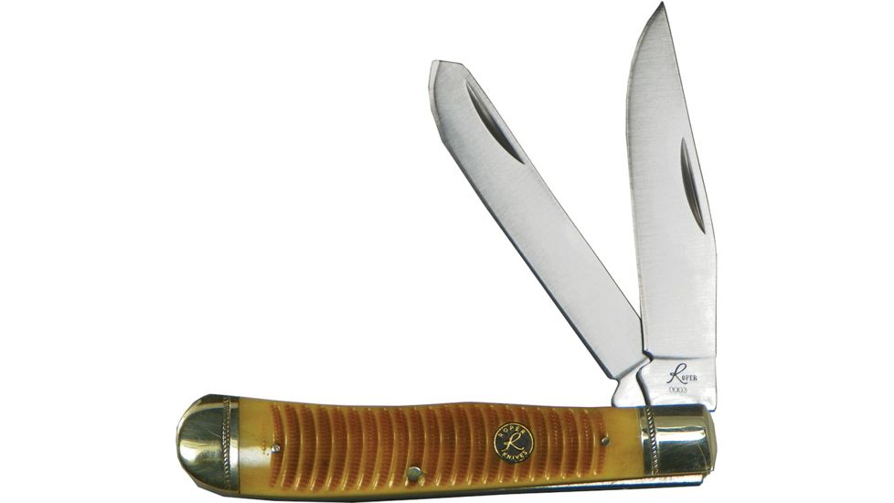 Roper Knives Sand Viper Trapper Folding Knife,Standard Edge,Clip and Spey,Brown,Snakeskin Jigged Handle RP0002CAR