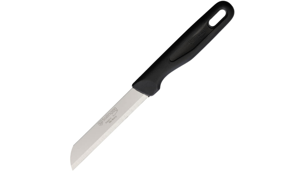 Rostfrei Solingen Straight Vegetable/Fruit Knife, 7.25in Overall, 3.25in Satin Finish Solingen Steel Blade, Black Plastic Handle, FRUIT &amp; VEG KNIFE STRAIGHT EDG