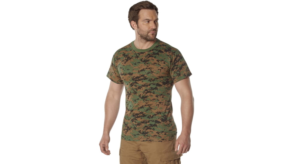 Rothco 100% Cotton Camo T-Shirt - Mens, Woodland Digital Camo, Medium, 60575-WoodlandDigitalCamo-M