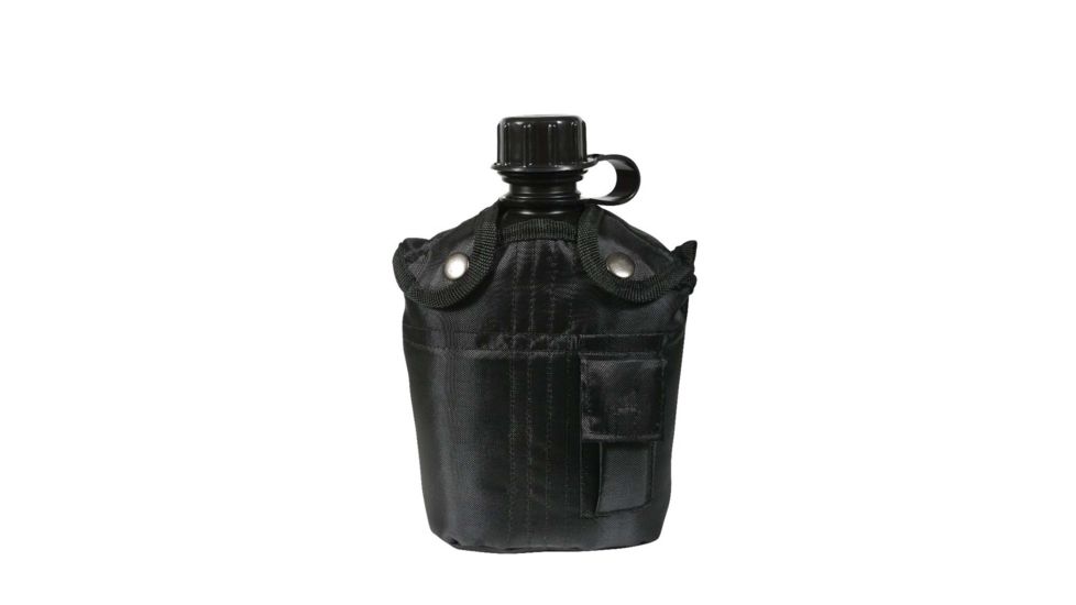 Rothco 3 Piece Canteen Kit With Cover &amp; Aluminum Cup, Black, 1141-Black