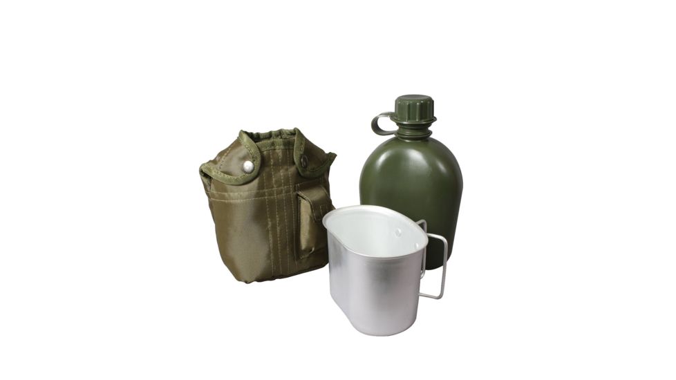 Rothco 3 Piece Canteen Kit With Cover &amp; Aluminum Cup, Olive Drab, 1140-OliveDrab
