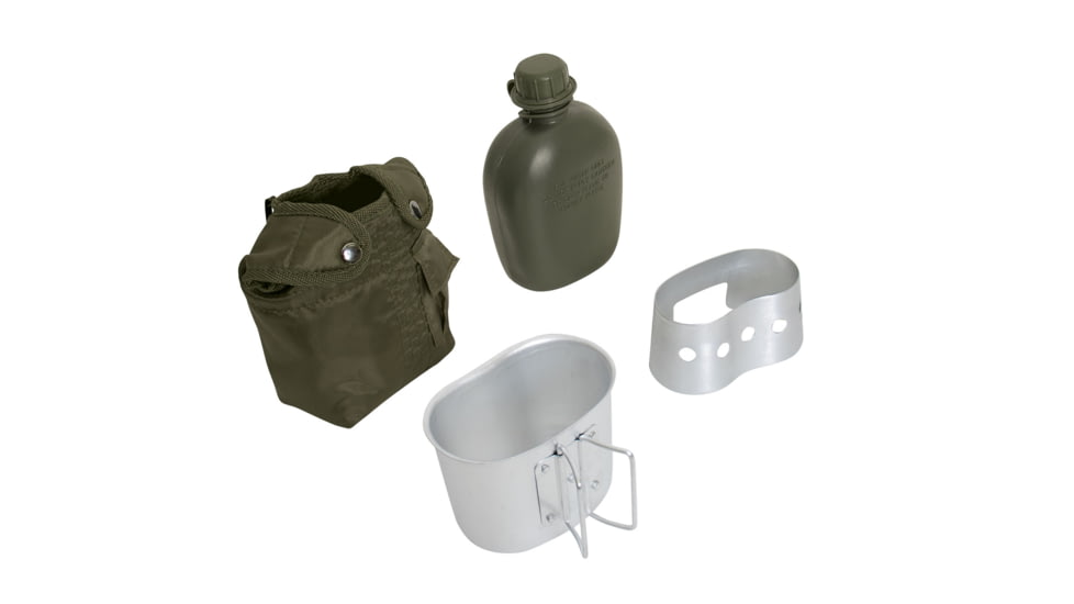 Rothco 4 Piece Canteen Kit w/Cover &amp; Aluminum Cup &amp; Stove / Stand, Olive Drab, 1143-OliveDrab