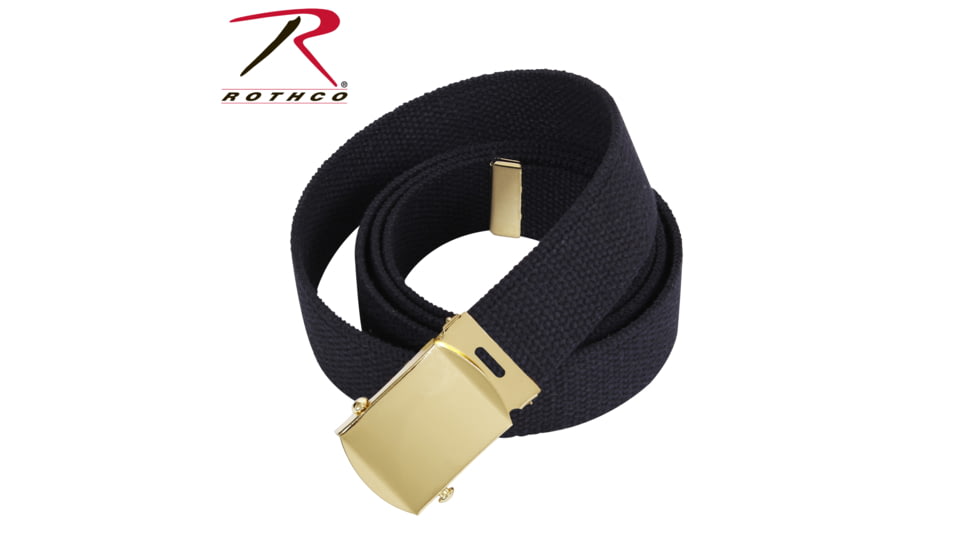 Rothco 74 Inch Military Web Belts, Black, Gold Buckle, 1724