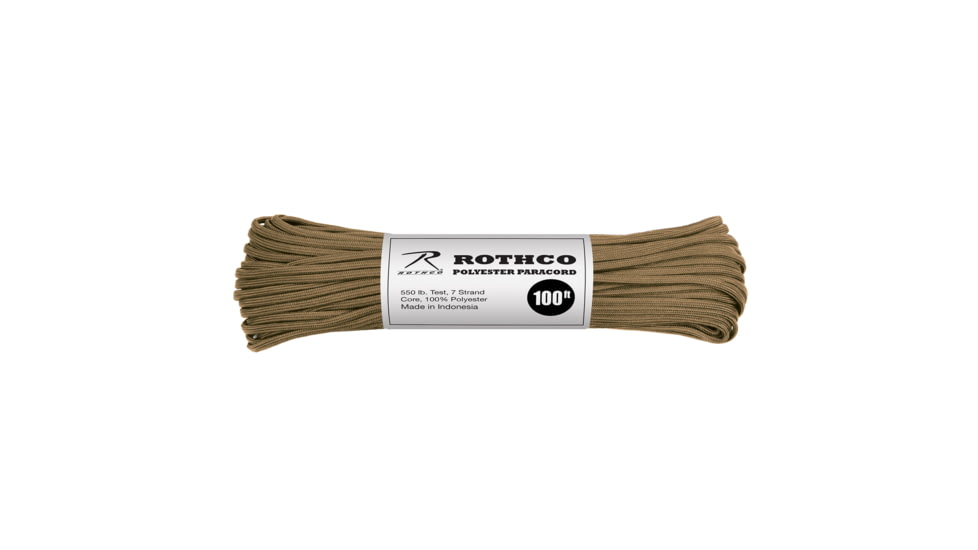 Rothco 550lb Type III Polyester Paracord, Coyote Brown, 100ft, 30816-CoyoteBrown-100