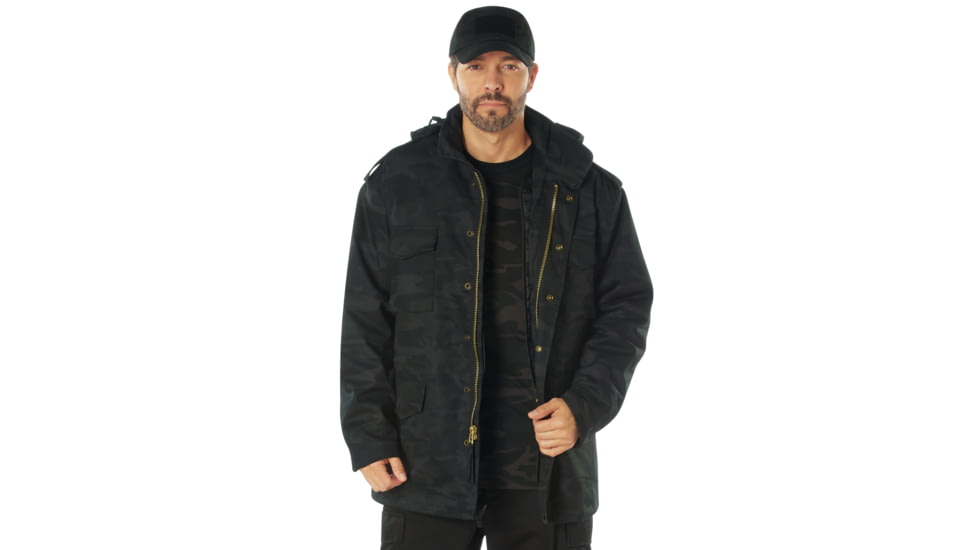 Rothco Camo M-65 Field Jacket, L, Midnight Black Camo, 12072-MidnightBlackCamo-L