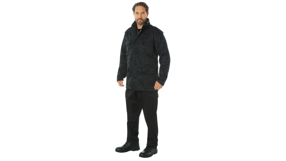 Rothco Camo M-65 Field Jacket, L, Midnight Black Camo, 12072-MidnightBlackCamo-L