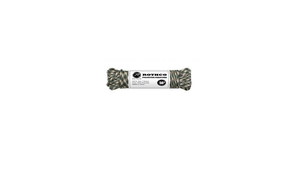 Rothco Camo Polyester Paracord, Woodland Camo, 50 ft, 30712-WoodlandCamo-50