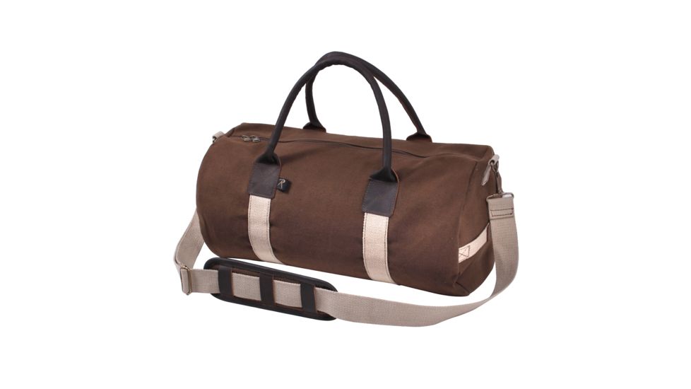 Rothco Canvas &amp; Leather Gym Duffle Bag, Earth Brown, 2631-EarthBrown
