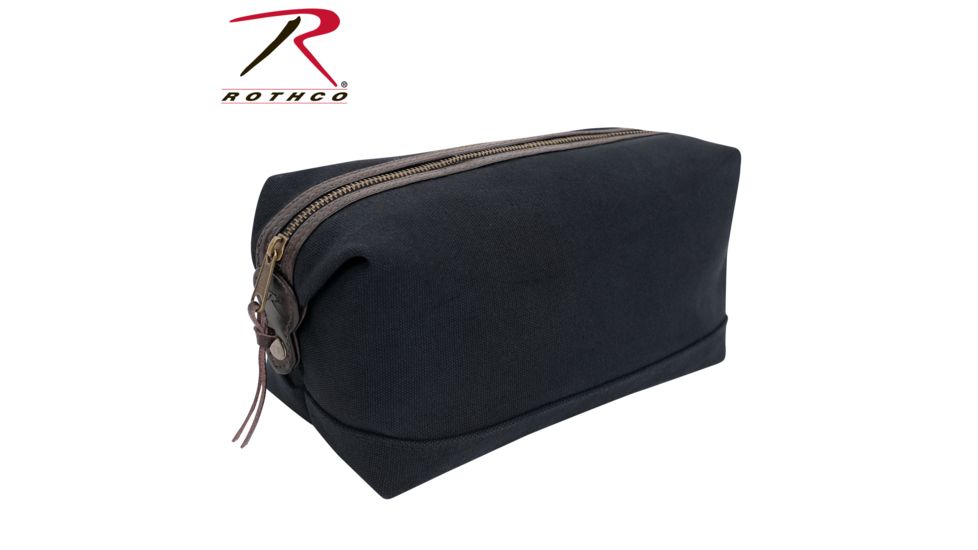 Rothco Canvas &amp; Leather Travel Kit, Black, 9688-Black