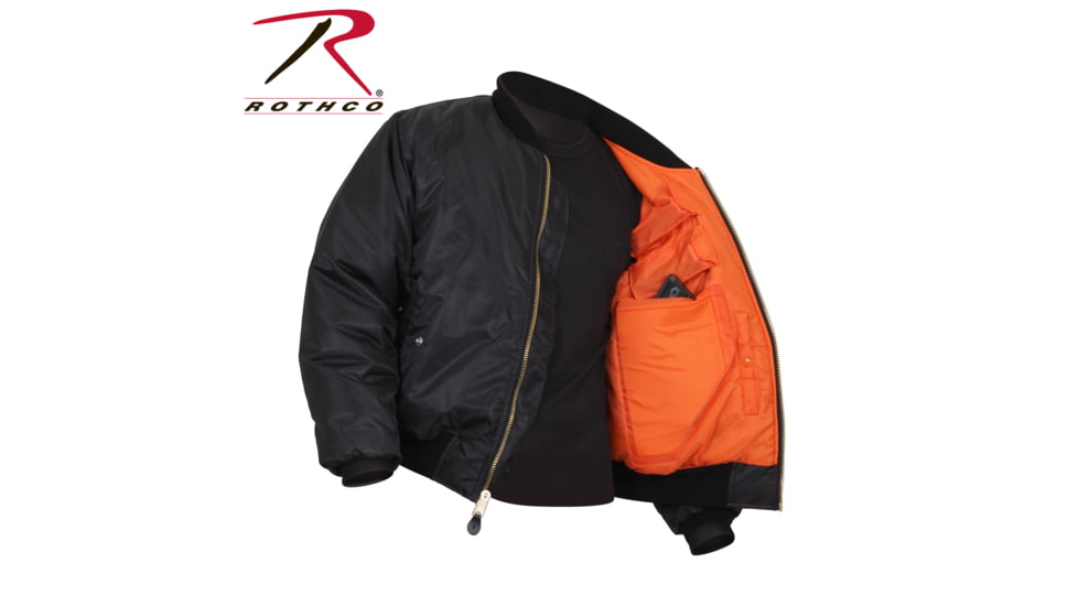 Rothco Concealed Carry MA-1 Flight Jacket, Black, 5XL, 77354-Black-5XL