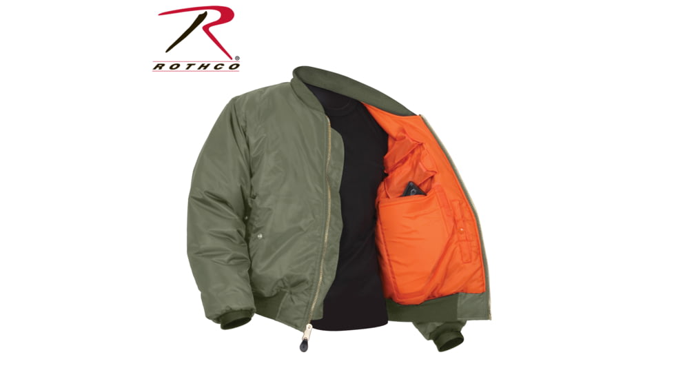 Rothco Concealed Carry MA-1 Flight Jacket, Sage Green, 2XL, 77451-SageGreen-2XL
