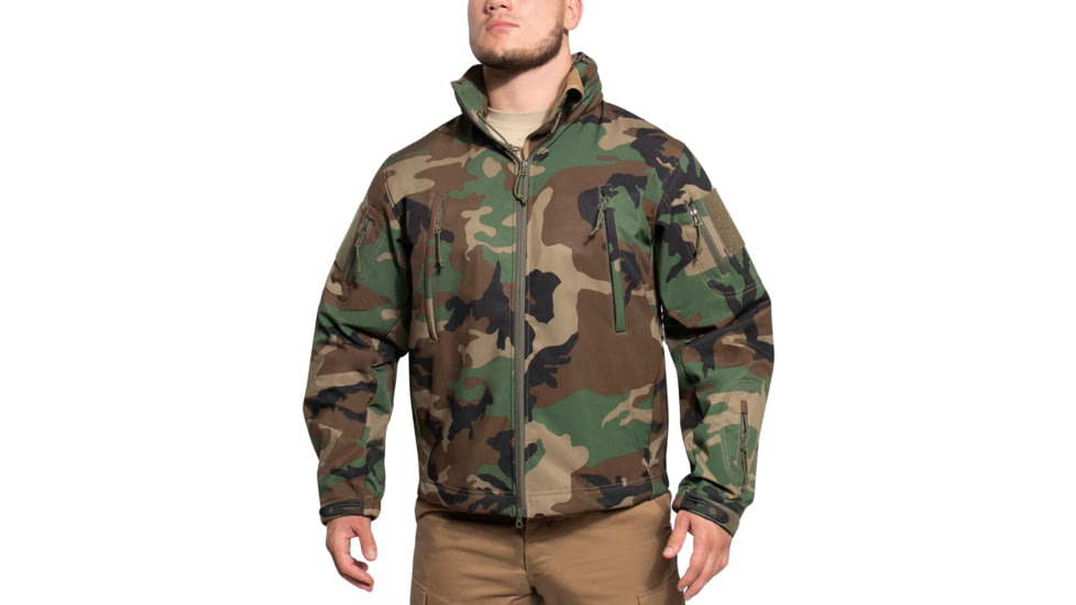 Rothco Concealed Carry Soft Shell Jacket, Woodland Camo, Small, 55390-WoodlandCamo-S