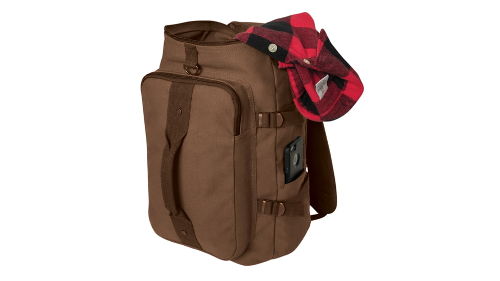 Rothco Convertible Canvas Duffle / Backpack - 19 Inches, Brown, 25160-Brown