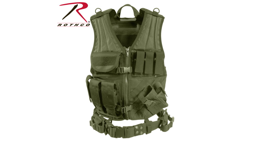 Rothco Cross Draw MOLLE Tactical Vest, Olive Drab, Oversized, 2391-OliveDrab-Oversized