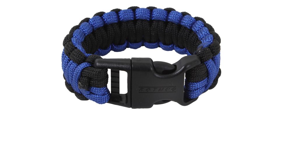 Rothco Deluxe Thin Blue Line Paracord Bracelet, Black/Royal Blue, 7, 973-BlackRoyalBlue-7Inches
