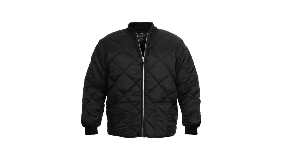 Rothco Diamond Nylon Quilted Flight Jacket, Black, M, 7230-Black-M