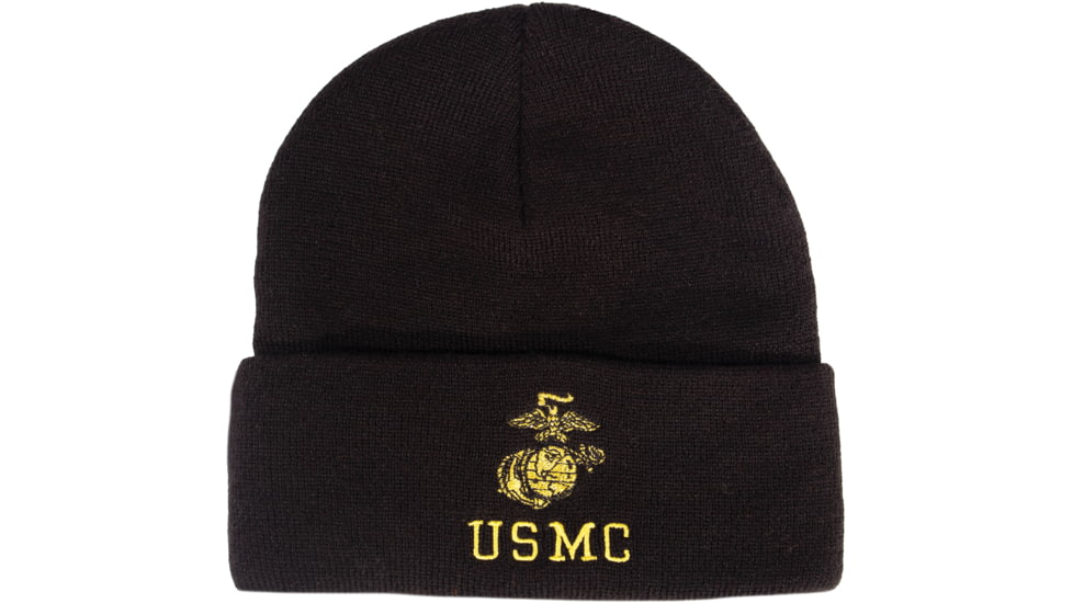 Rothco Embroidered USMC Watch Cap, Gold Eagle, Globe, &amp; Anchor Insignia, One Size, 53270
