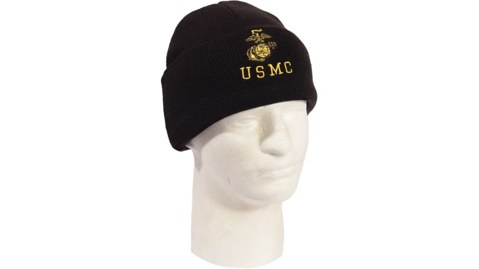 Rothco Embroidered USMC Watch Cap, Gold Eagle, Globe, &amp; Anchor Insignia, One Size, 53270