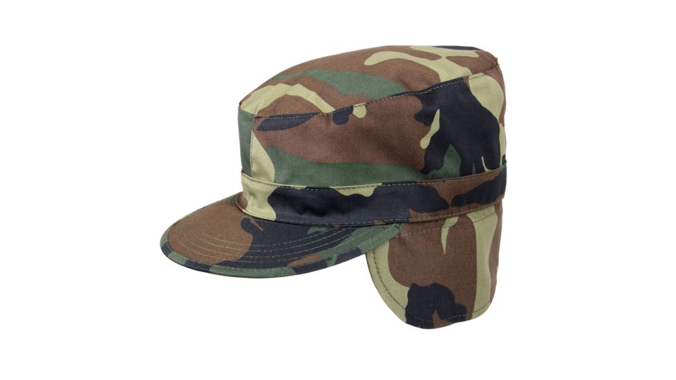Rothco G.I. Type Combat Caps w/ Flaps, Woodland Camo, 7, 5612-WoodlandCamo-7