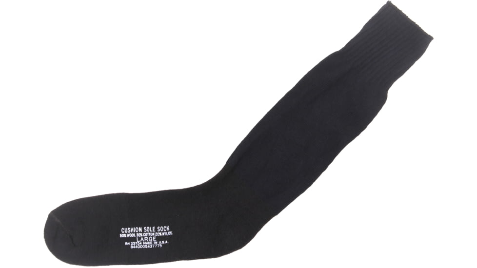 Rothco Government Issue Irregular Cushion Sole Socks, Mens, Black, Small, 7448-484