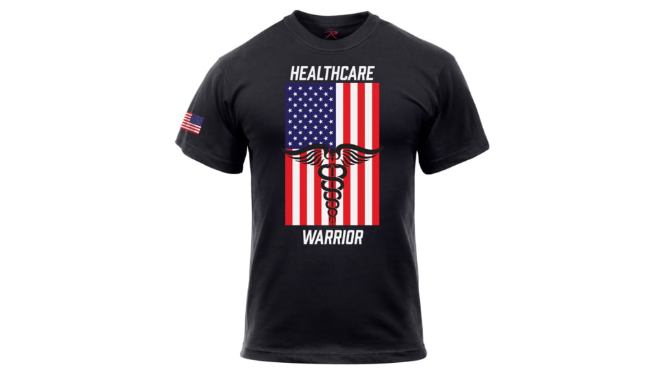 Rothco Healthcare Warrior US Flag T-Shirt - Mens, Black, Large, 1937-L