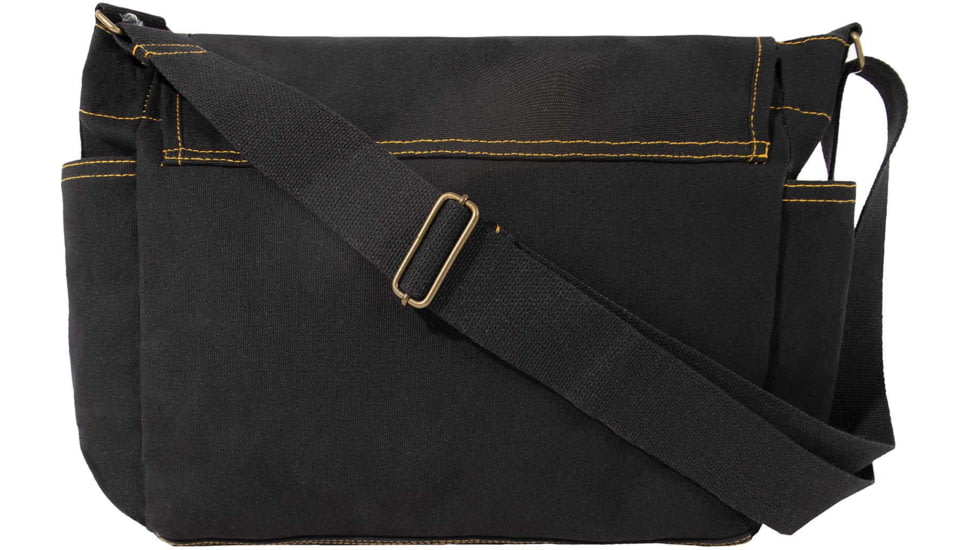 Rothco Heavyweight Canvas Classic Messenger Bag With Military Stencil, Black, 91181-Black