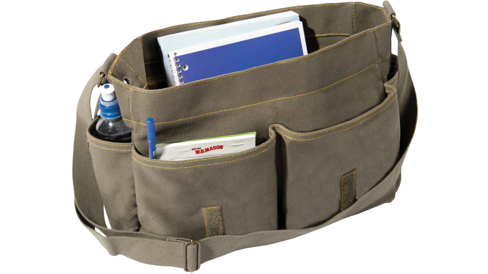 Rothco Heavyweight Canvas Classic Messenger Bag With Military Stencil, Olive Drab, 91182-OliveDrab