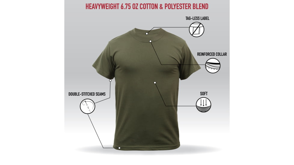 Rothco Heavyweight T-Shirt 5014, Olive Drab, XL, 50190-OliveDrab-XL