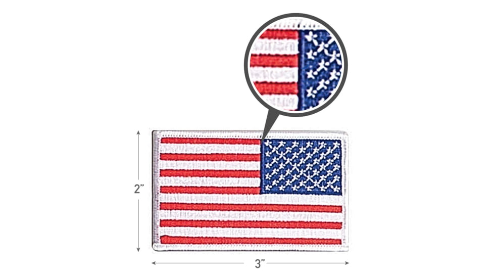 Rothco Iron On / Sew On Embroidered US Flag Patch, Red White Blue with White Border, 12777-RedWhiteBluewithWhiteBorder-Reverse