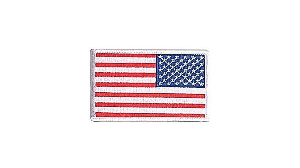 Rothco Iron On / Sew On Embroidered US Flag Patch, Red White Blue with White Border, 12777-RedWhiteBluewithWhiteBorder-Reverse