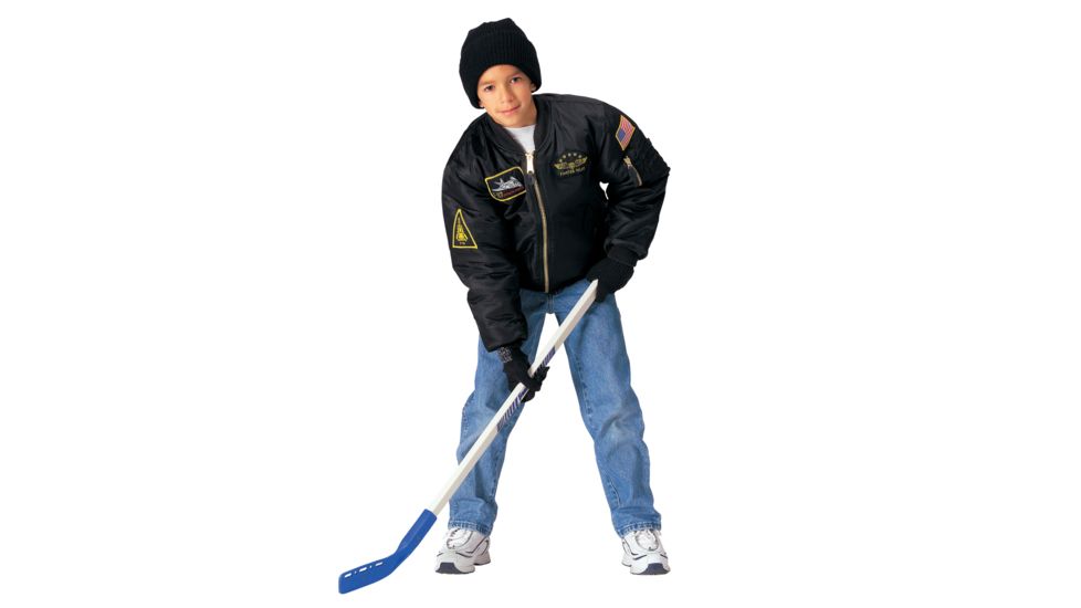 Rothco Kids Flight Jacket With Patches, Black, Small, 7341-Black-S