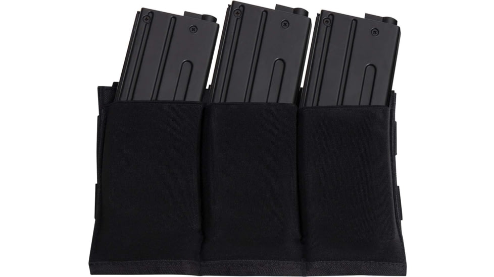 Rothco Lightweight 3Mag Elastic Retention Pouch, Black, One Size, 5956-Black-OneSize