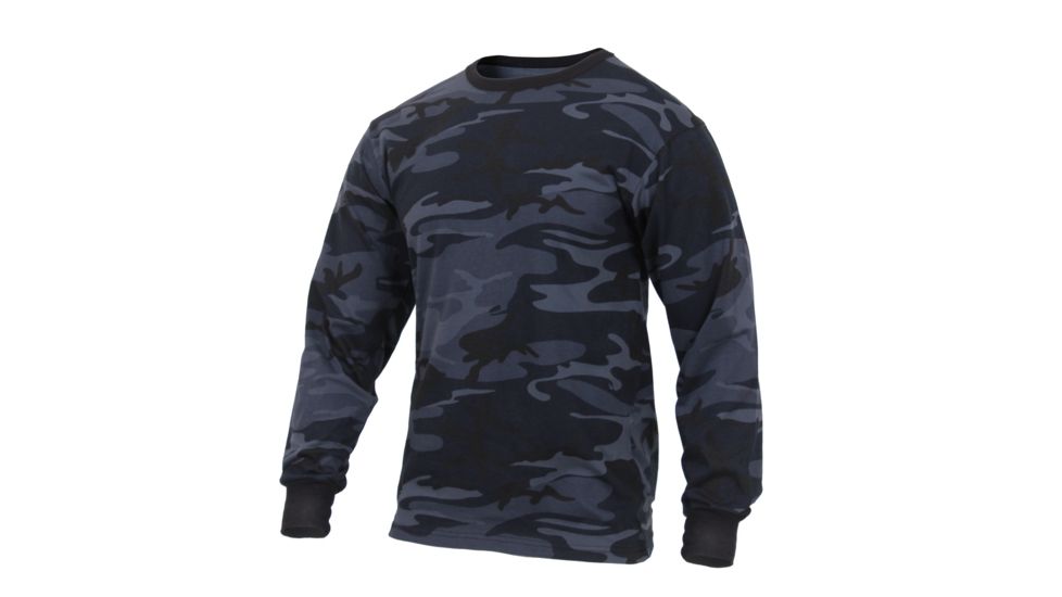 Rothco Long Sleeve Colored Camo T-Shirt, XL, Midnight Blue Camo, 3637-MidnightBlueCamo-XL