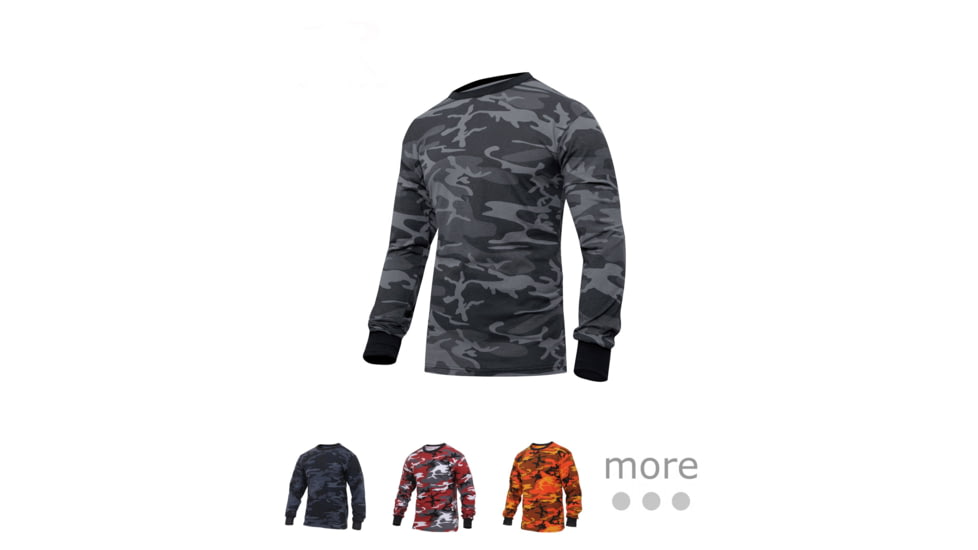 Rothco Long Sleeve Colored Camo T-Shirt, Black Camo, Midnight Blue Camo, Red Camo, Savage Orange Camo, Ultra Violet Camo, White Camo