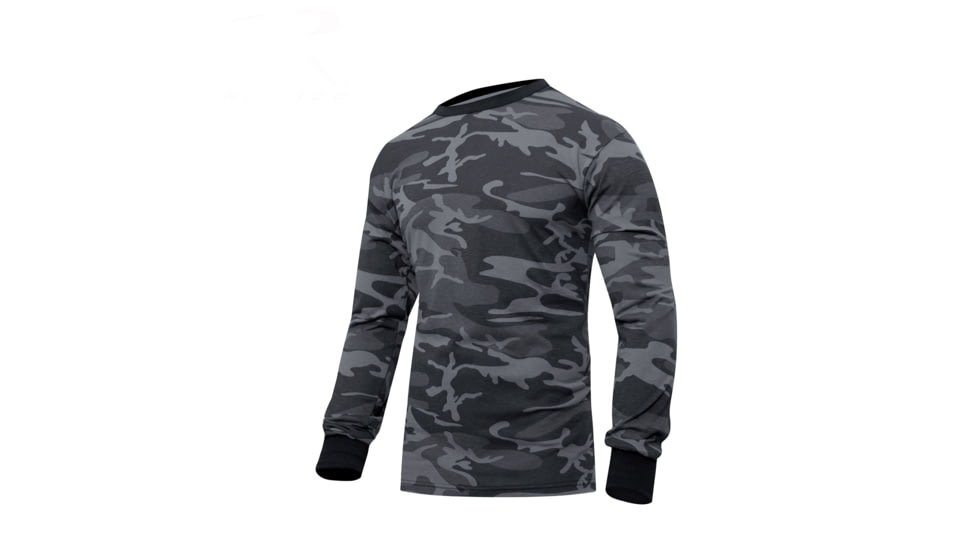 Rothco Long Sleeve Colored Camo T-Shirt, XL, Black Camo, 3918-BlackCamo-XL