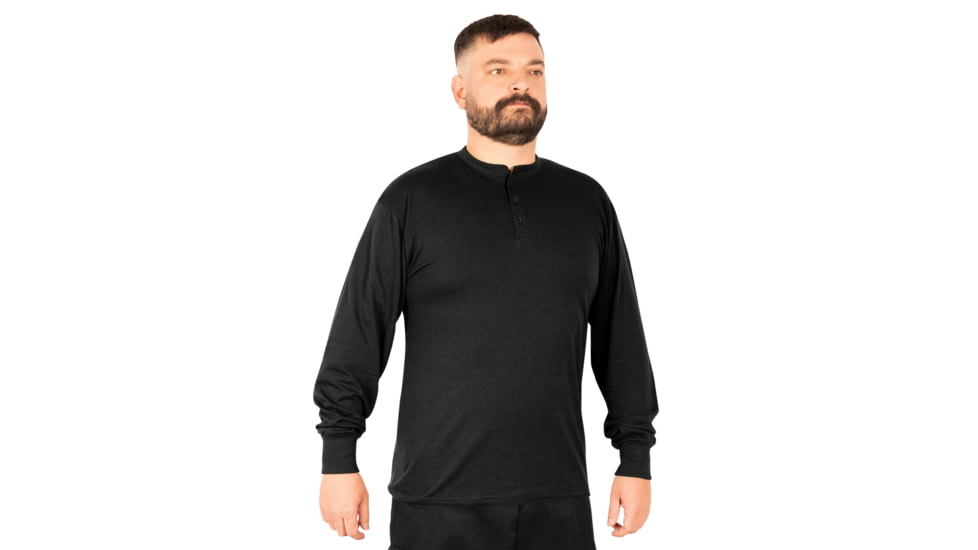 Rothco Long Sleeve Henley T-Shirt - Men's, Black, Small, 21020-Black-S